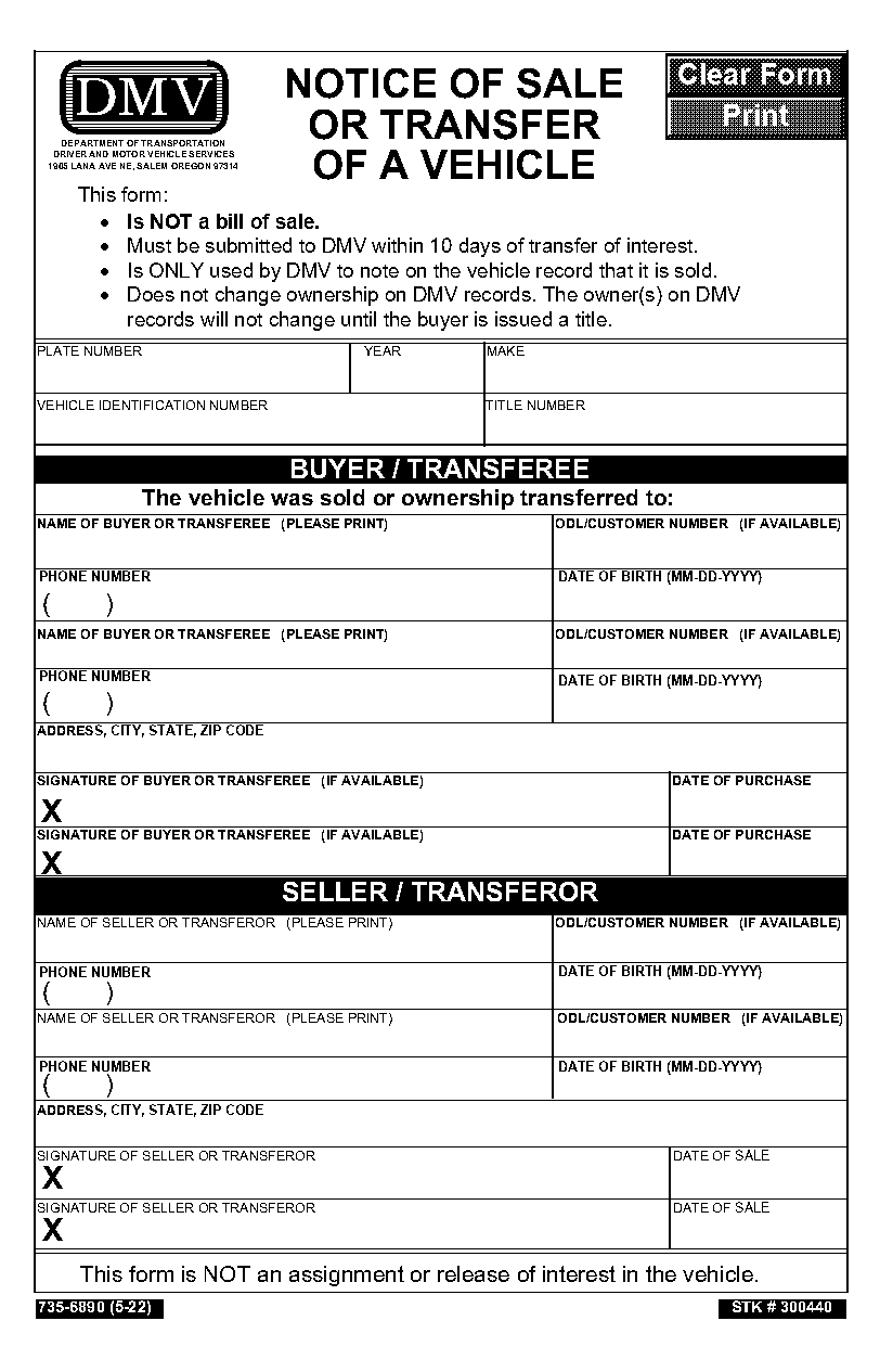 notice of transfer online dmv california